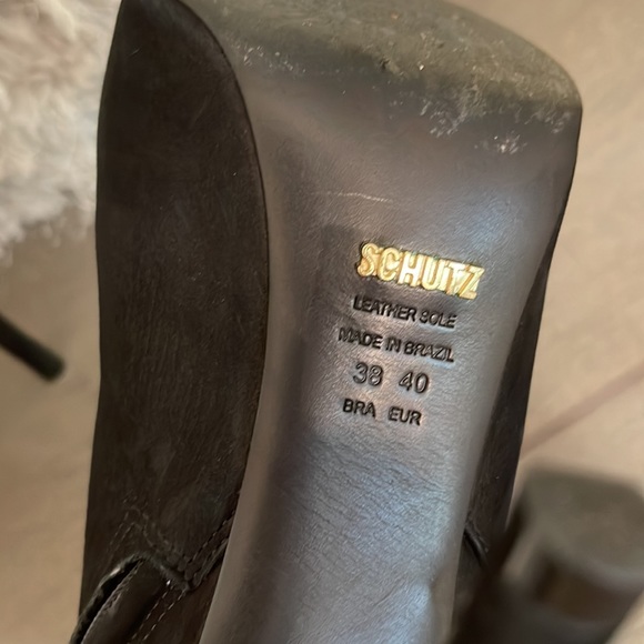 Schutz Suede Black High Heel Booties Size 40 - Picture 8 of 10